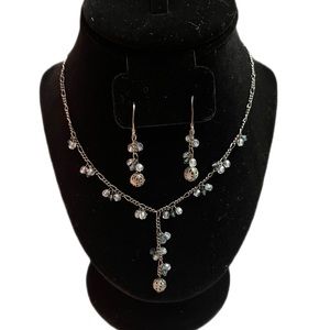 Blue Beaded Y Necklace and Earring Set